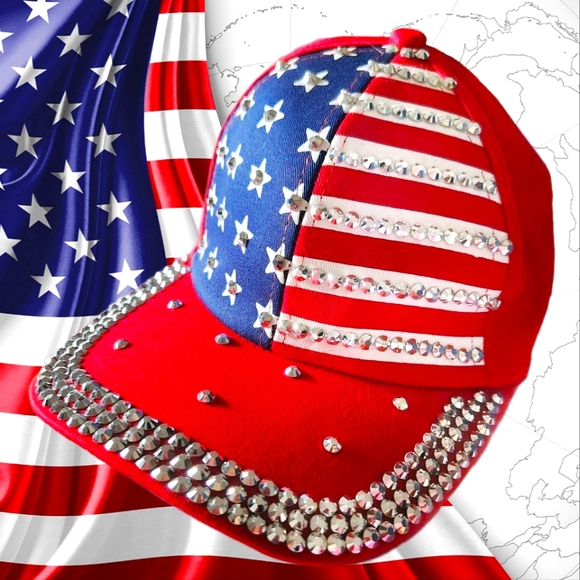 USA Rhinestone Baseball Cap - Picture 7 of 14